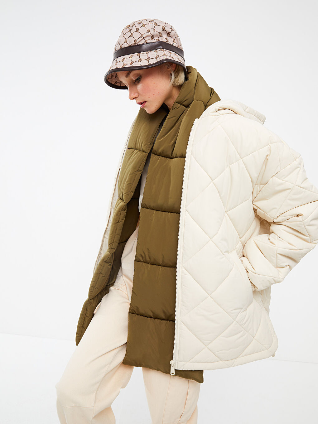 Hooded Quilted Long Sleeve Women's Puffer -S30675Z8-QKP