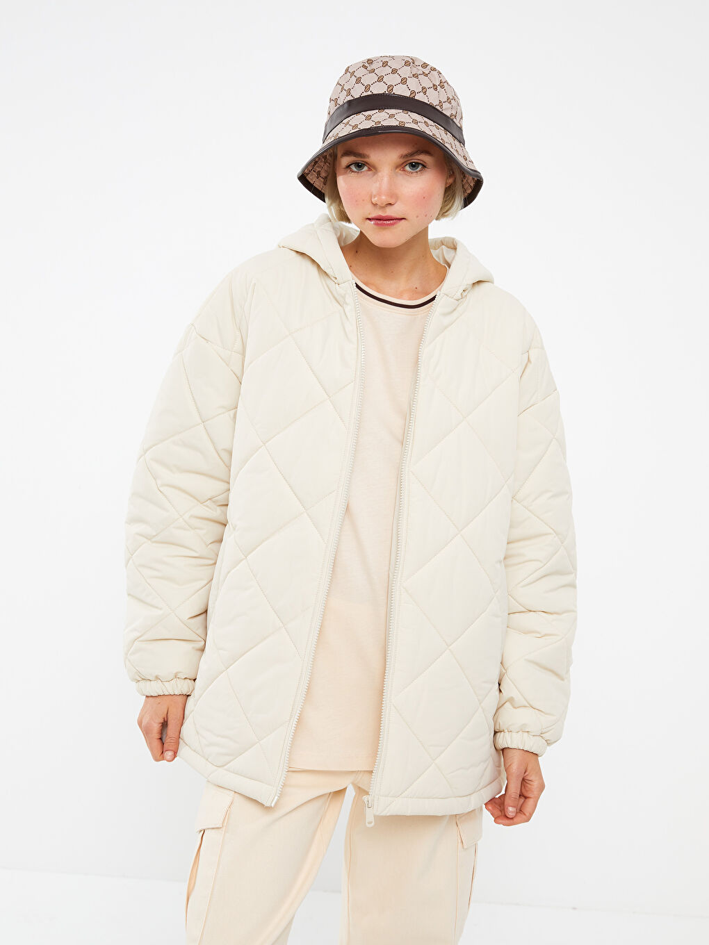Hooded Quilted Long Sleeve Women's Puffer -S30675Z8-QKP