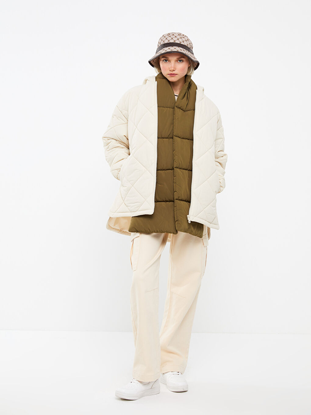 Hooded Quilted Long Sleeve Women's Puffer -S30675Z8-QKP