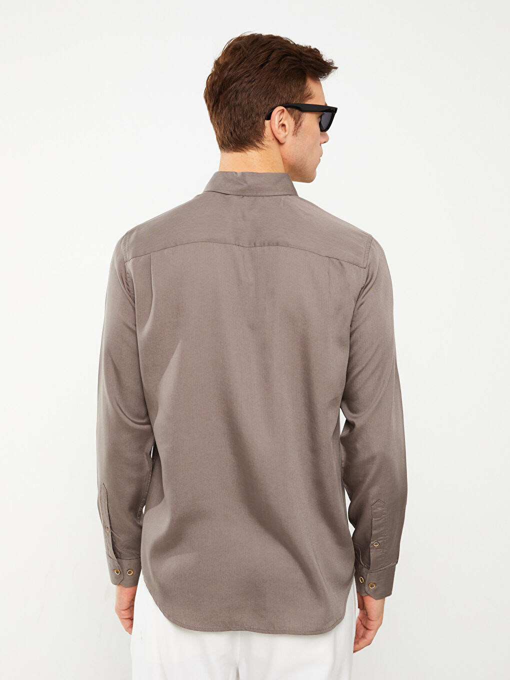 Kahverengi Regular Fit Uzun Kollu Erkek Gömlek-4