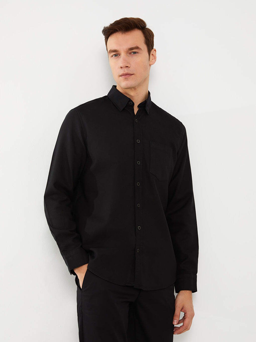 LCWAIKIKI Basic Regular Fit Long Sleeve Gabardine Men's Shirt -S30680Z8-RQL
