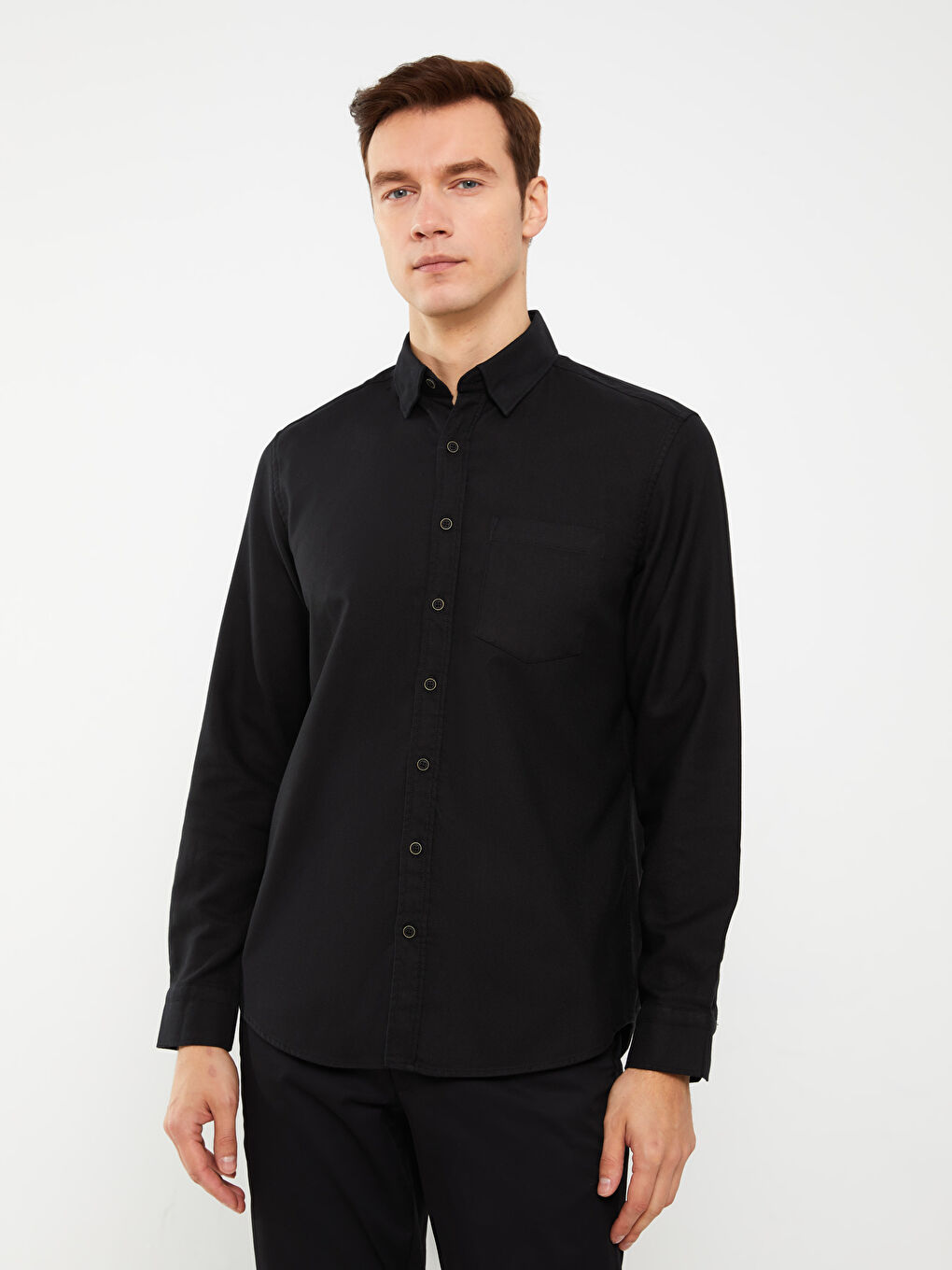 LCWAIKIKI Basic Regular Fit Long Sleeve Gabardine Men's Shirt -S30680Z8-RQL