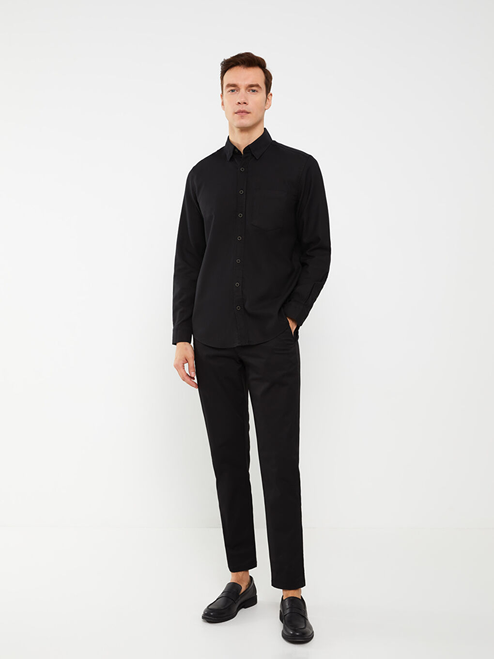 LCWAIKIKI Basic Regular Fit Long Sleeve Gabardine Men's Shirt -S30680Z8-RQL