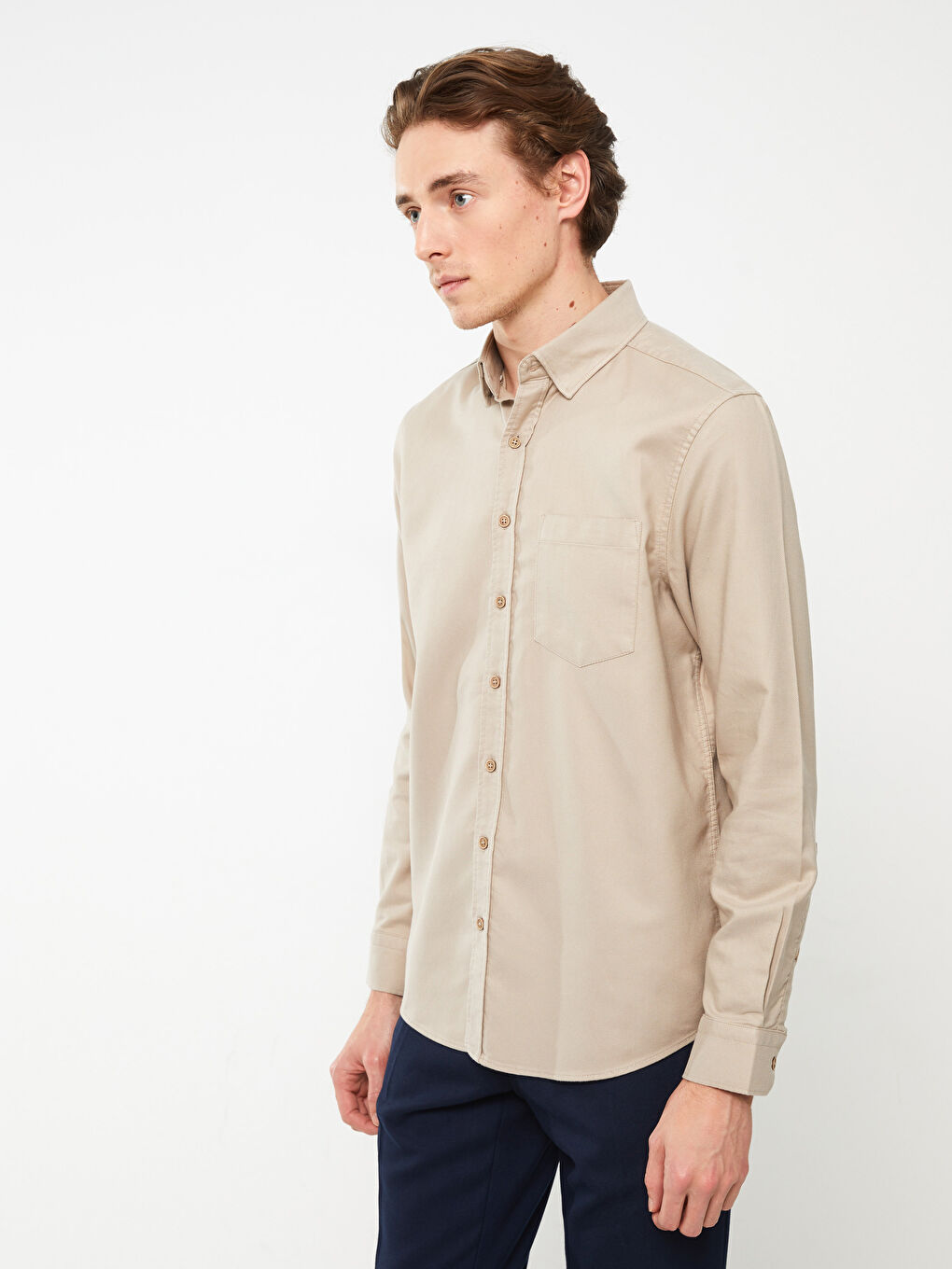 Regular Fit Long Sleeve Gabardine Men's Shirt-1