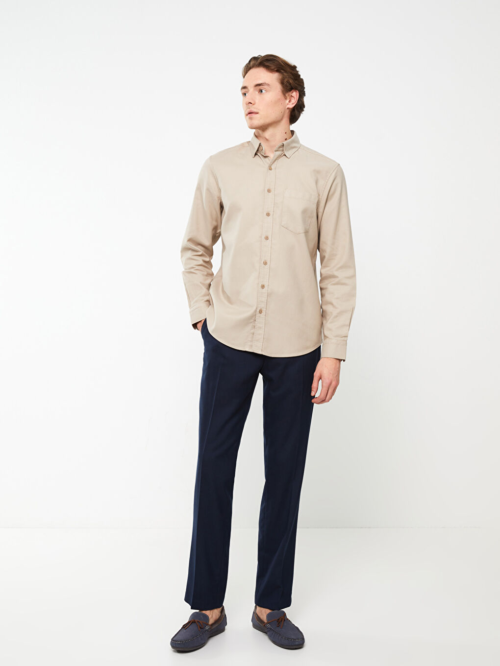 Regular Fit Long Sleeve Gabardine Men's Shirt-2