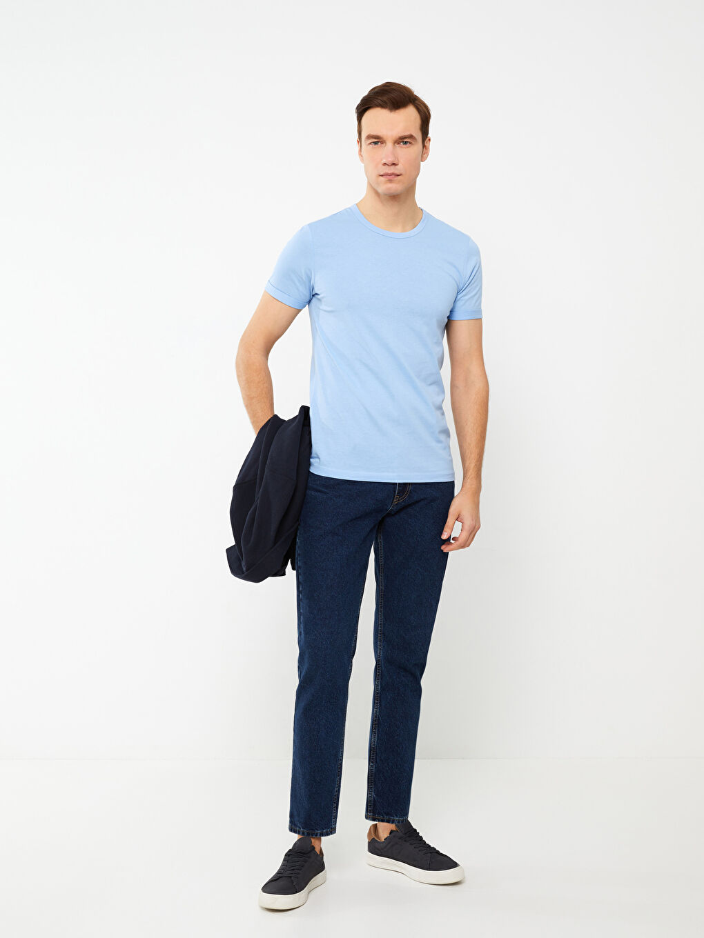 Tricou pentru Bărbați din Jerseu cu Guler Rotund-2