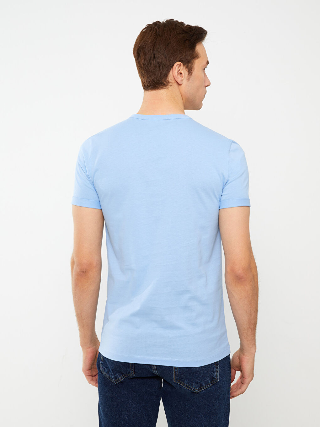 Tricou pentru Bărbați din Jerseu cu Guler Rotund-4