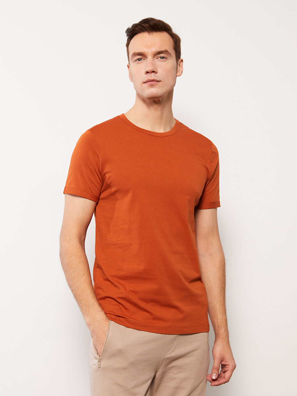 Tricou pentru Bărbați din Jerseu cu Guler Rotund-1