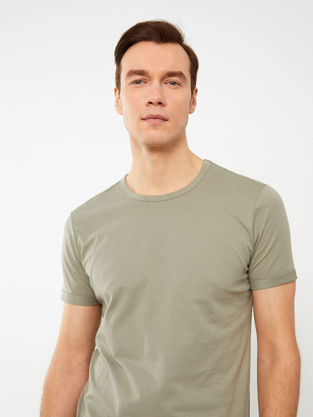 Tricou pentru Bărbați din Jerseu cu Guler Rotund