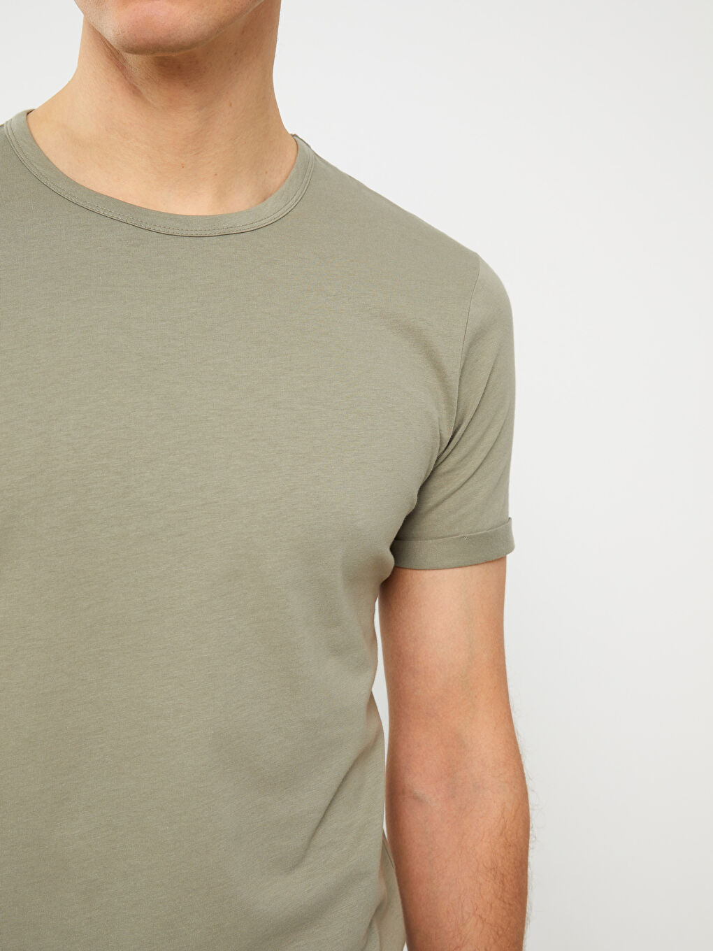 Tricou pentru Bărbați din Jerseu cu Guler Rotund-3