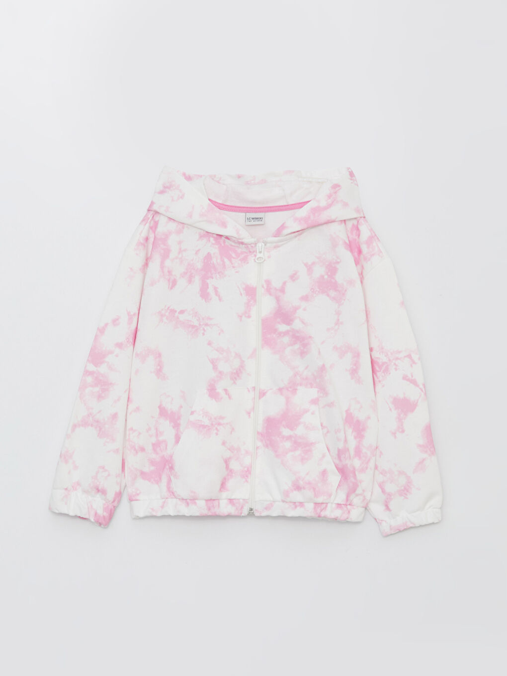 Толстовка на молнии с капюшоном, узором батик и длинным рукавом для девочек