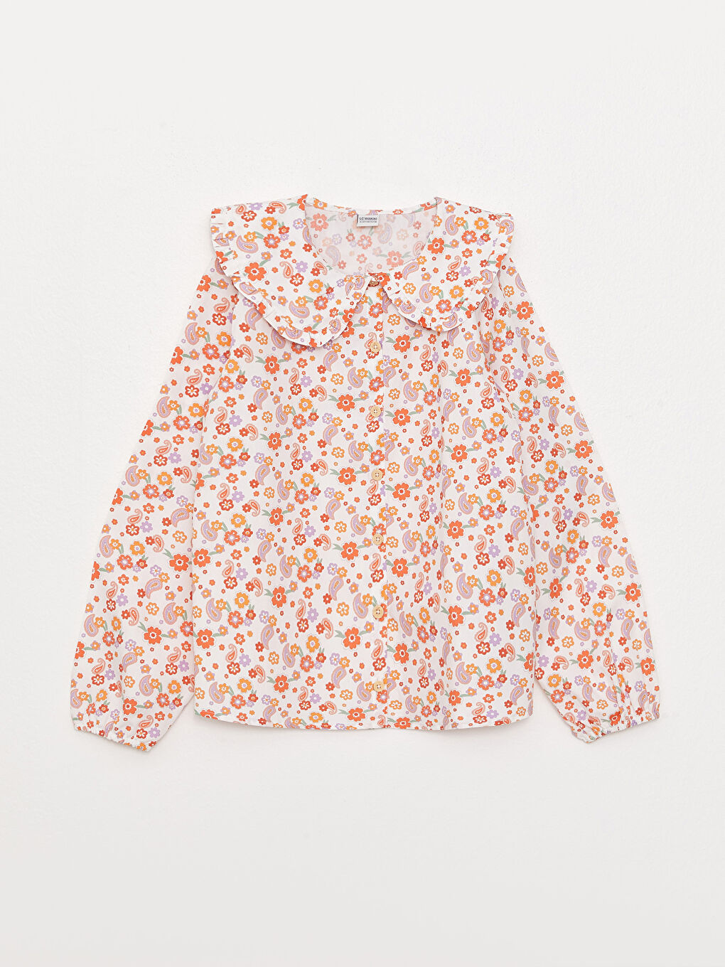 Рубашка для девочек с длинным рукавом и принтом с воротником Питер Пэн