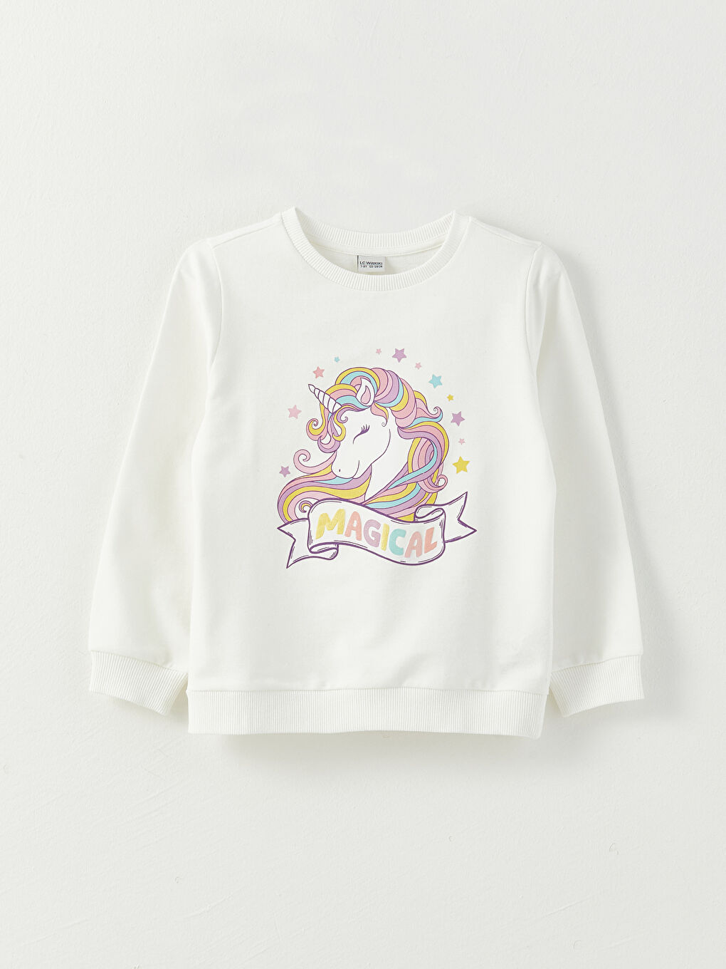 LCW Kids Crew Neck Printed Long Sleeve Girls' Sweatshirt -S30709Z4-R9J