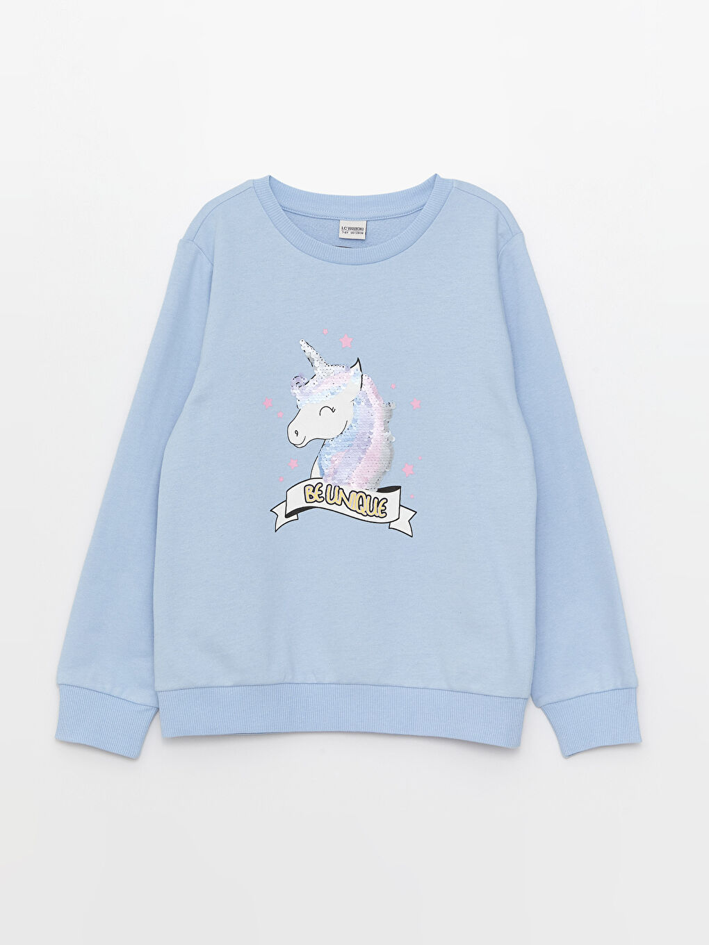 LCW Kids Crew Neck Printed Long Sleeve Girls' Sweatshirt -S30710Z4-FMR