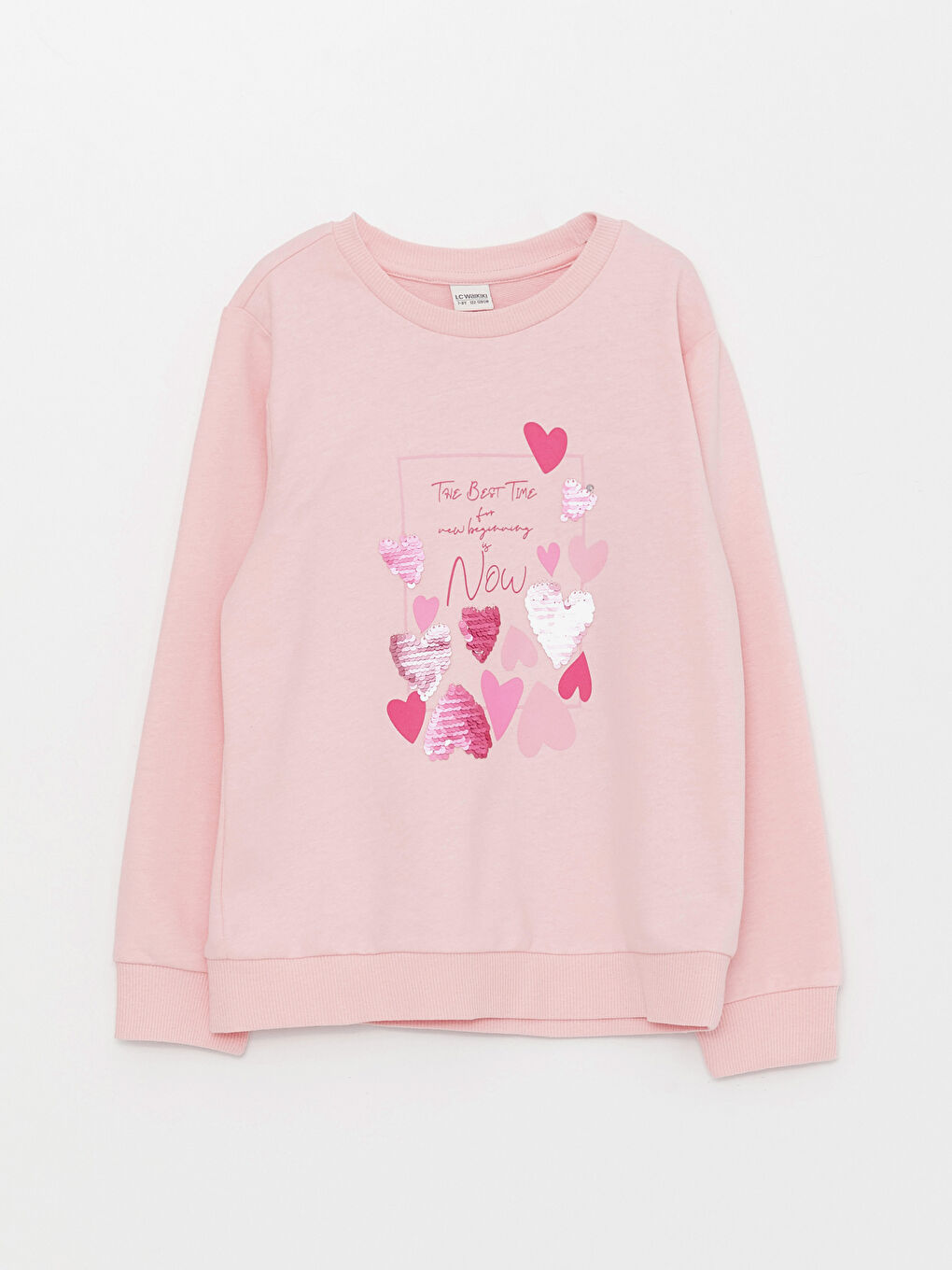 Crew Neck Printed Long Sleeve Girls' Sweatshirt