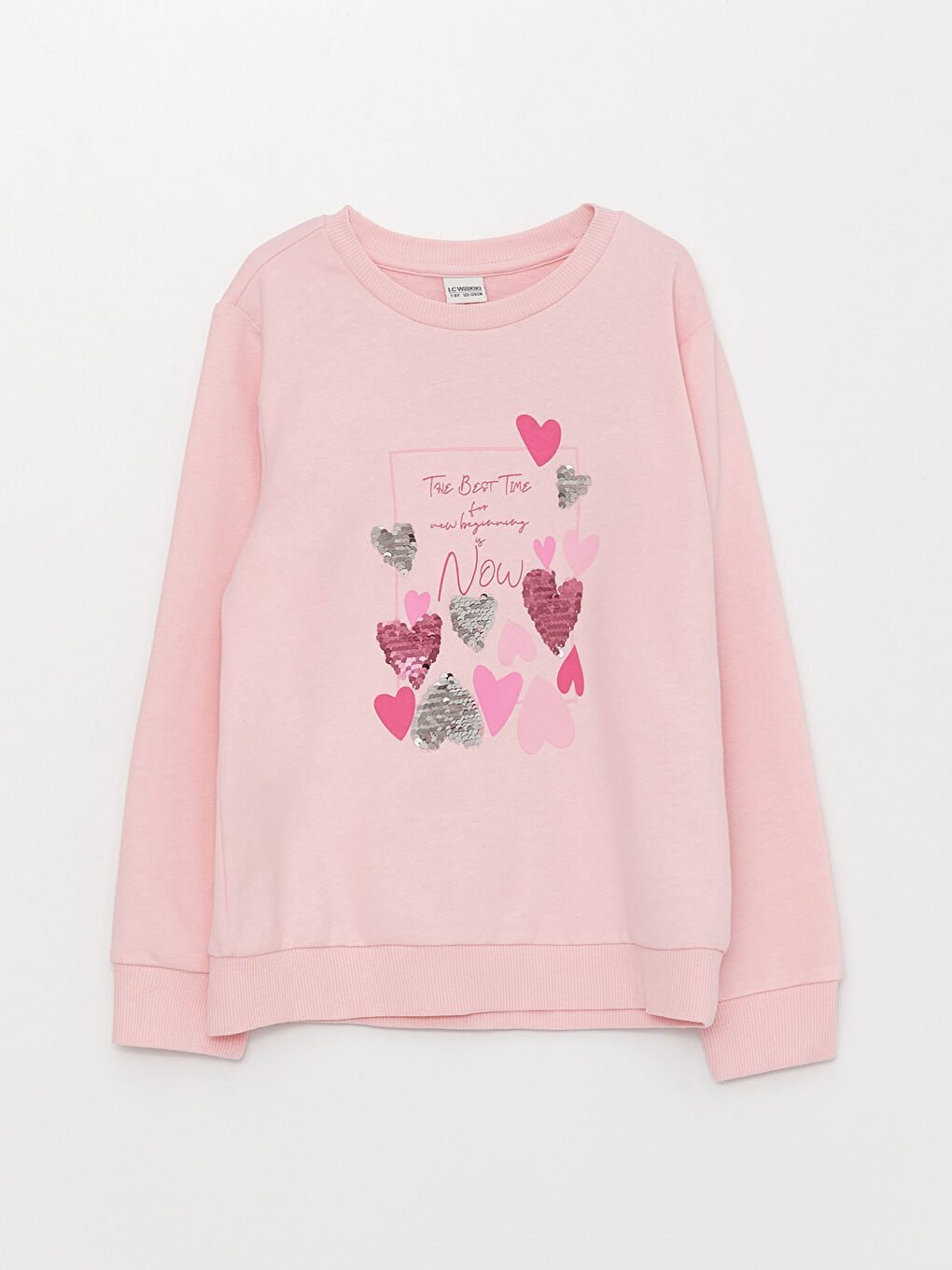 Crew Neck Printed Long Sleeve Girls' Sweatshirt-1