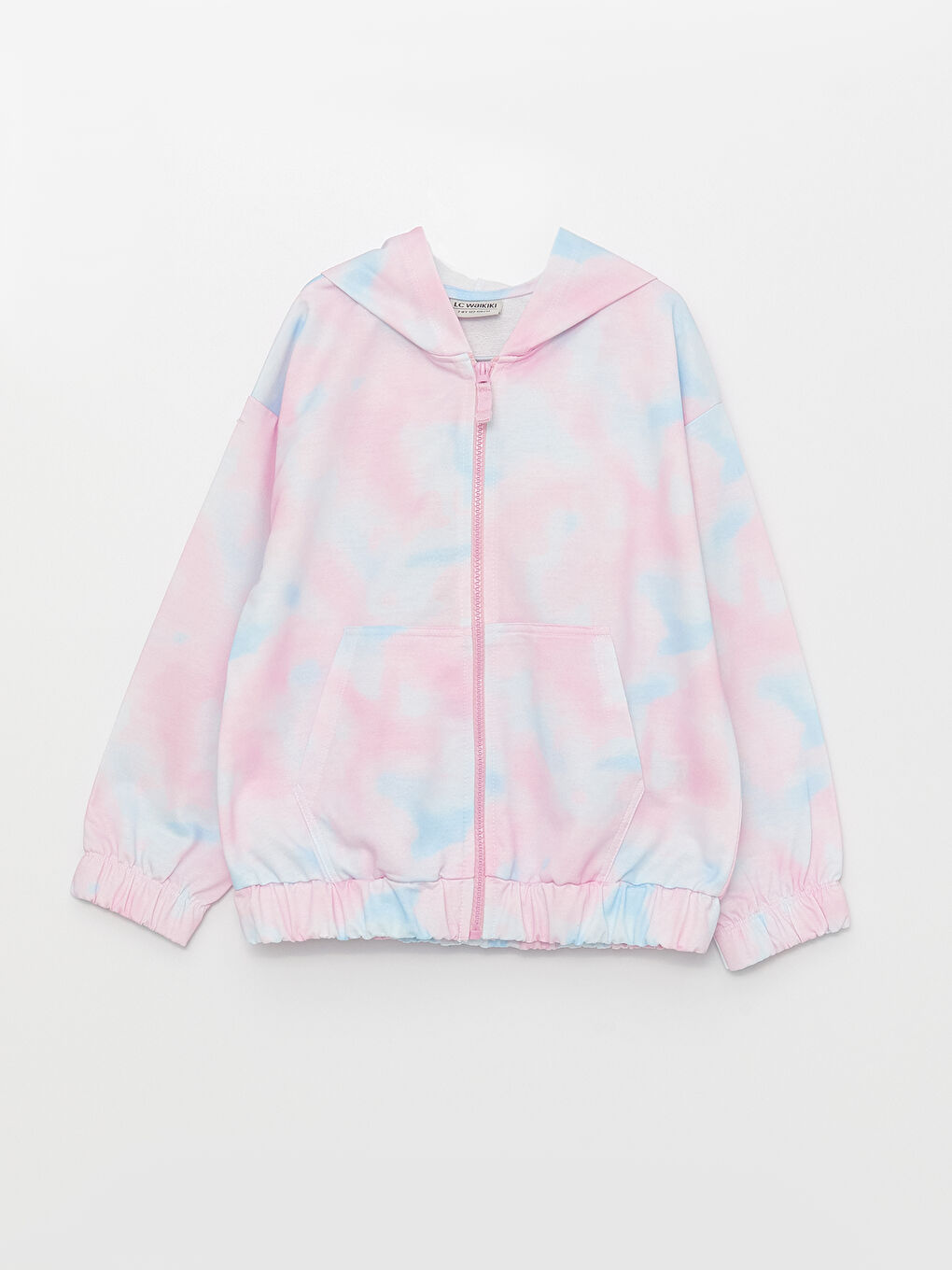 Hanorac cu Fermoar pentru Fete, cu Glugă, Model Batik și Mânecă Lungă