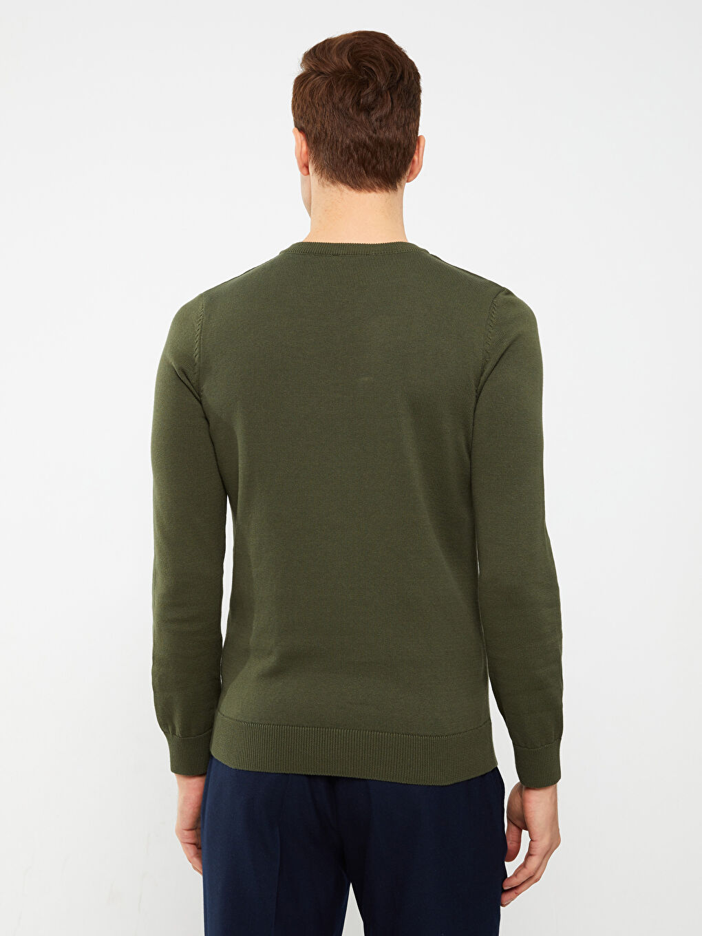 V Neck Long Sleeve Men's Knitwear Sweater-4