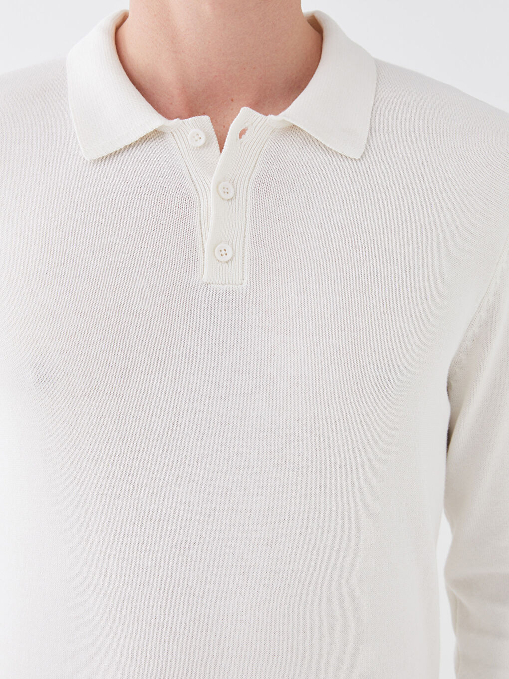 Мужской трикотажный свитер с длинным рукавом и воротником-поло-3
