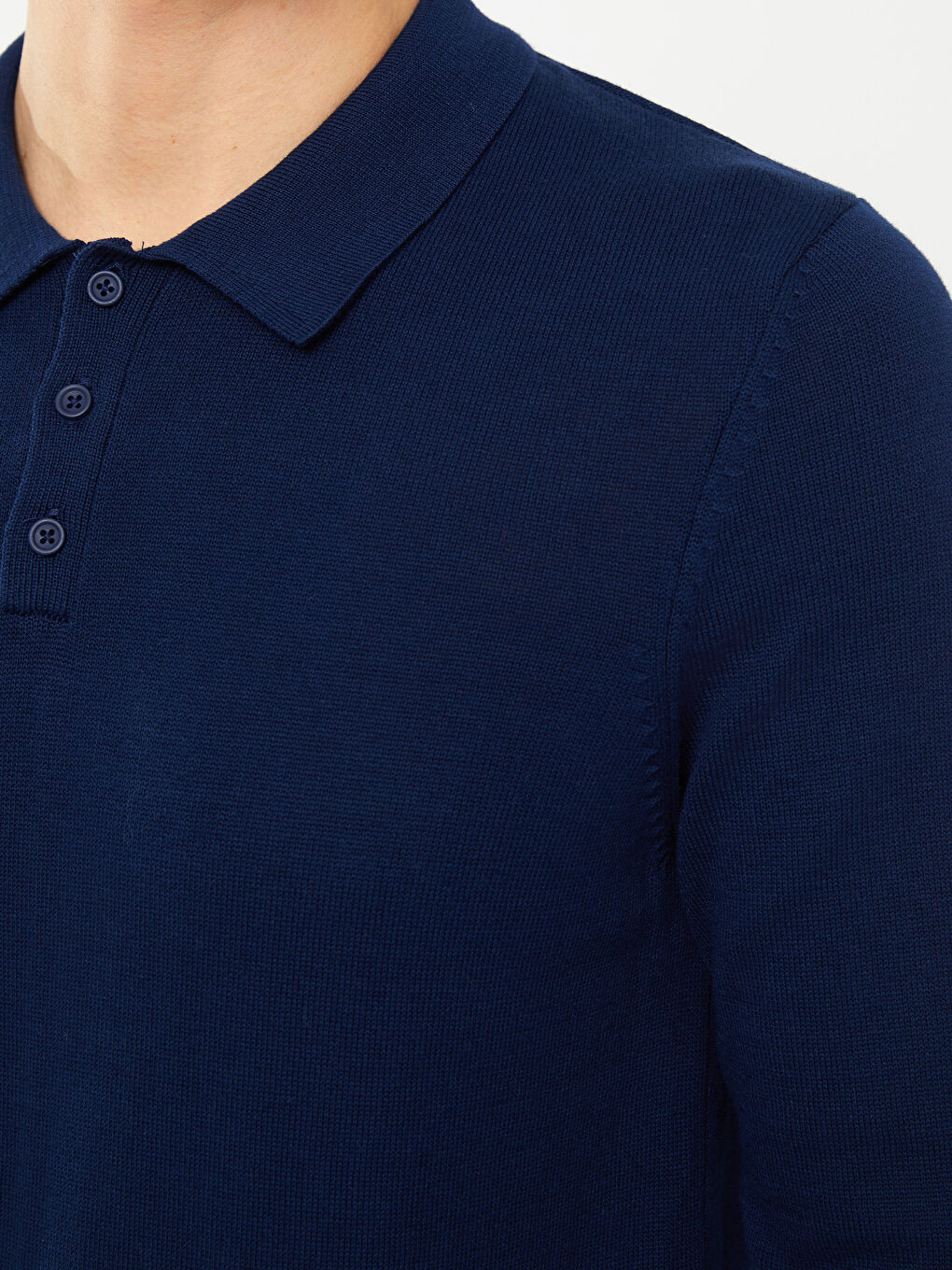 Polo Neck Long Sleeve Men's Knitwear Sweater-3