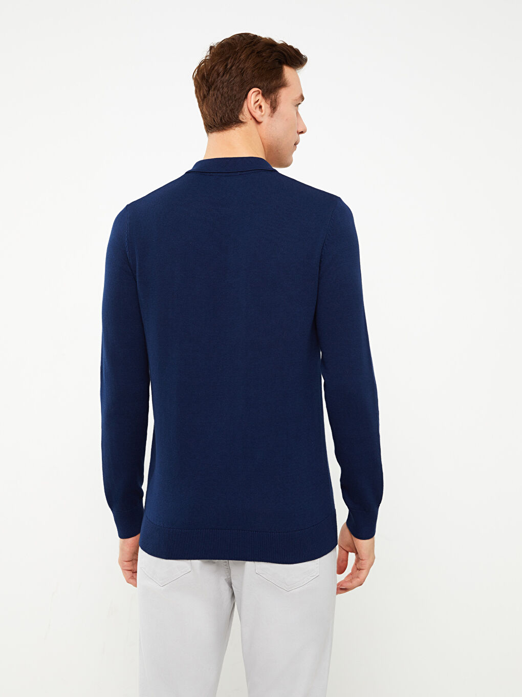 Polo Neck Long Sleeve Men's Knitwear Sweater-4