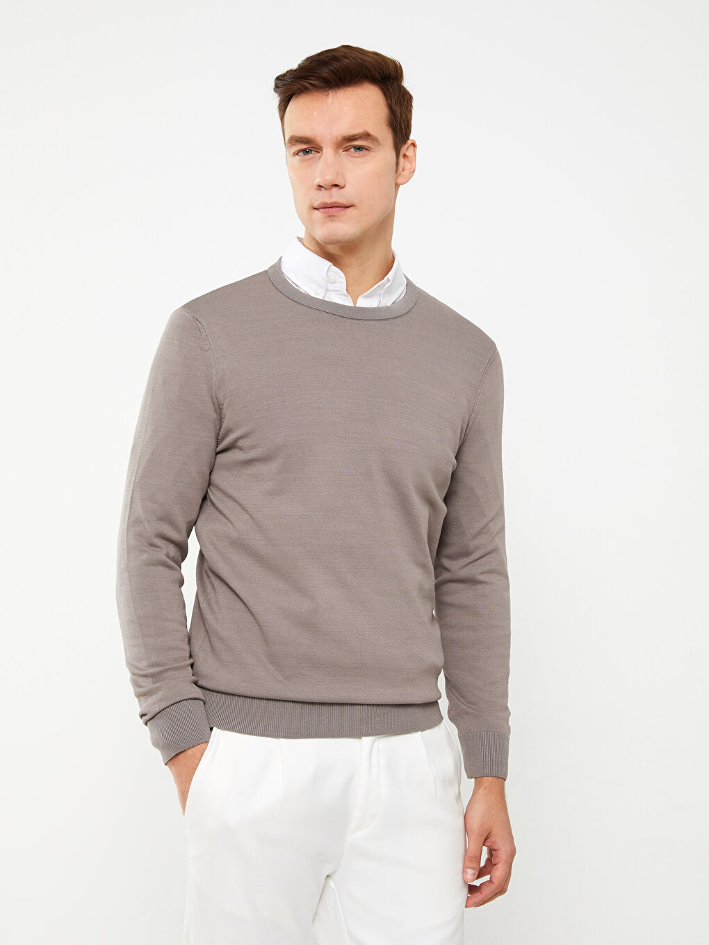 Crew Neck Long Sleeve Men's Tricot Sweater -S30731Z8-SP6