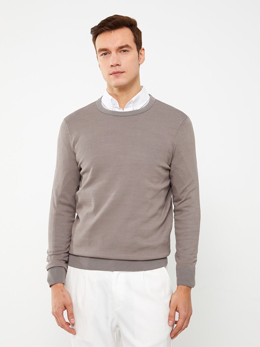 Crew Neck Long Sleeve Men's Tricot Sweater -S30731Z8-SP6