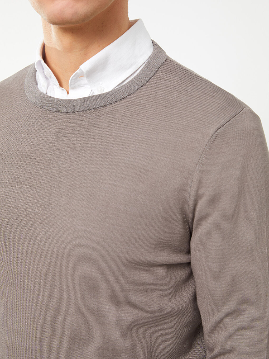 Crew Neck Long Sleeve Men's Tricot Sweater -S30731Z8-SP6