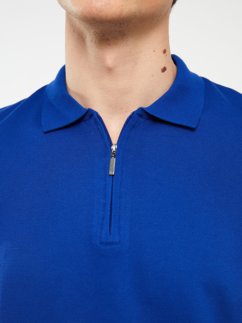 سترة تريكو بياقة بولو وكم قصير للرجال-5