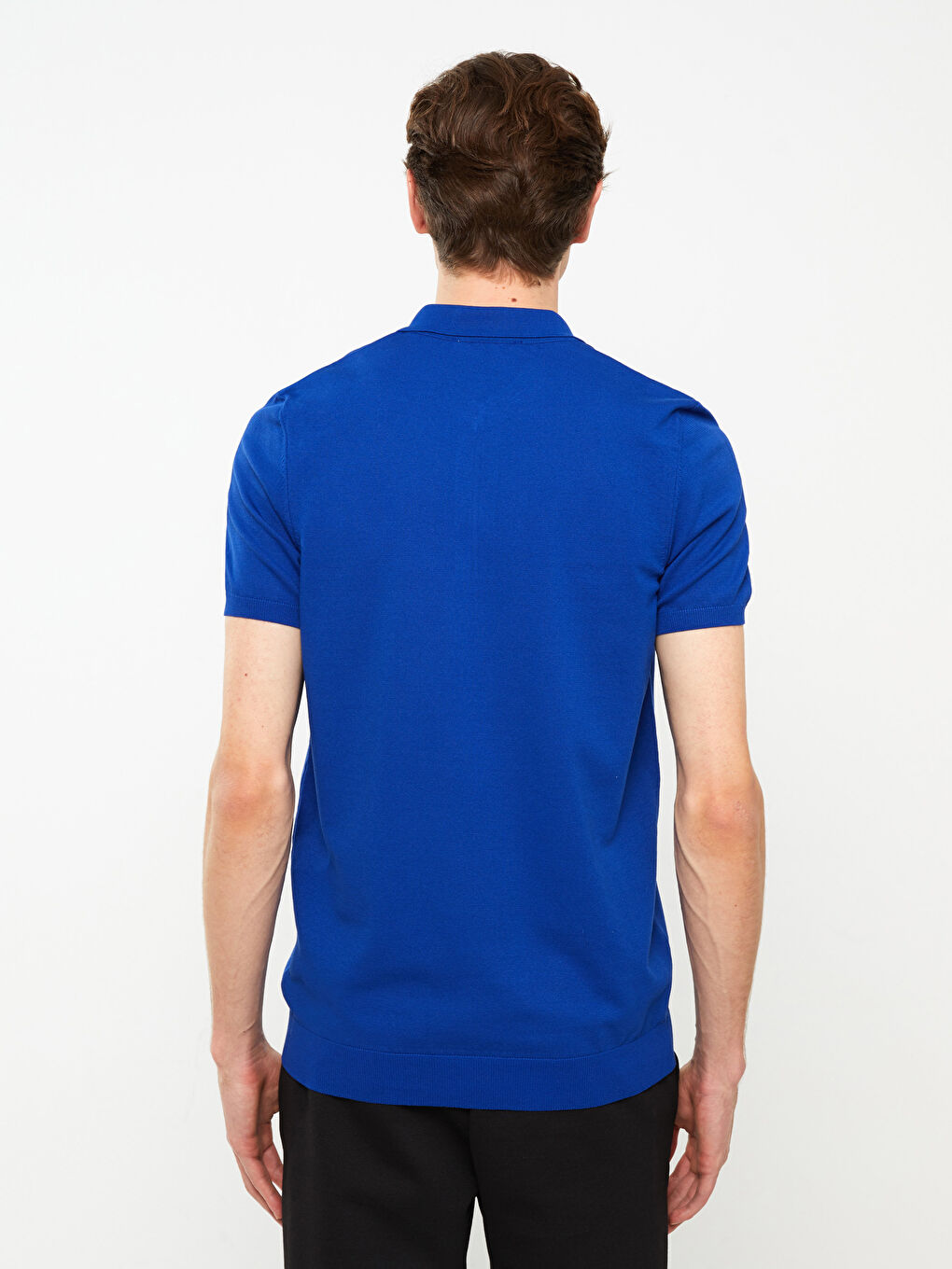 سترة تريكو بياقة بولو وكم قصير للرجال-6