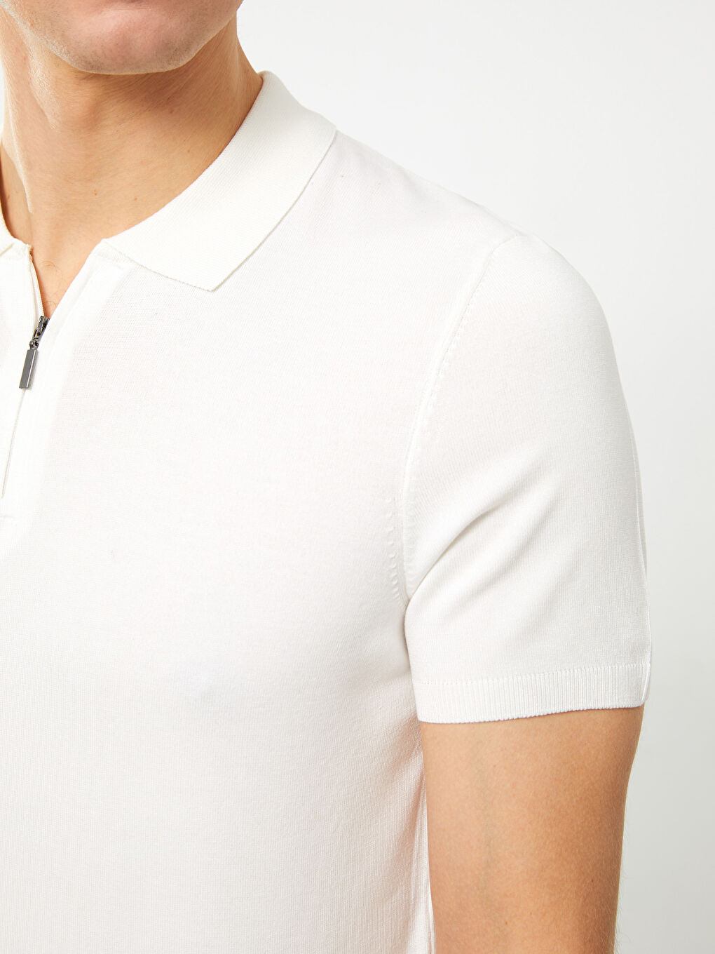 Pulover Tricotat cu Guler Polo și Mânecă Scurtă pentru Bărbați-3