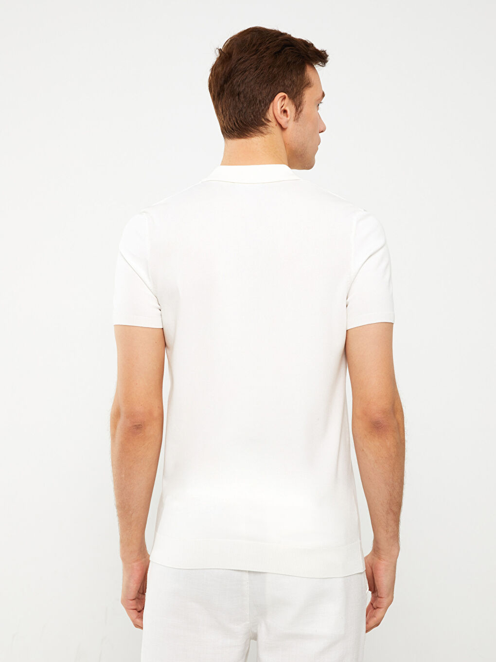 Pulover Tricotat cu Guler Polo și Mânecă Scurtă pentru Bărbați-4