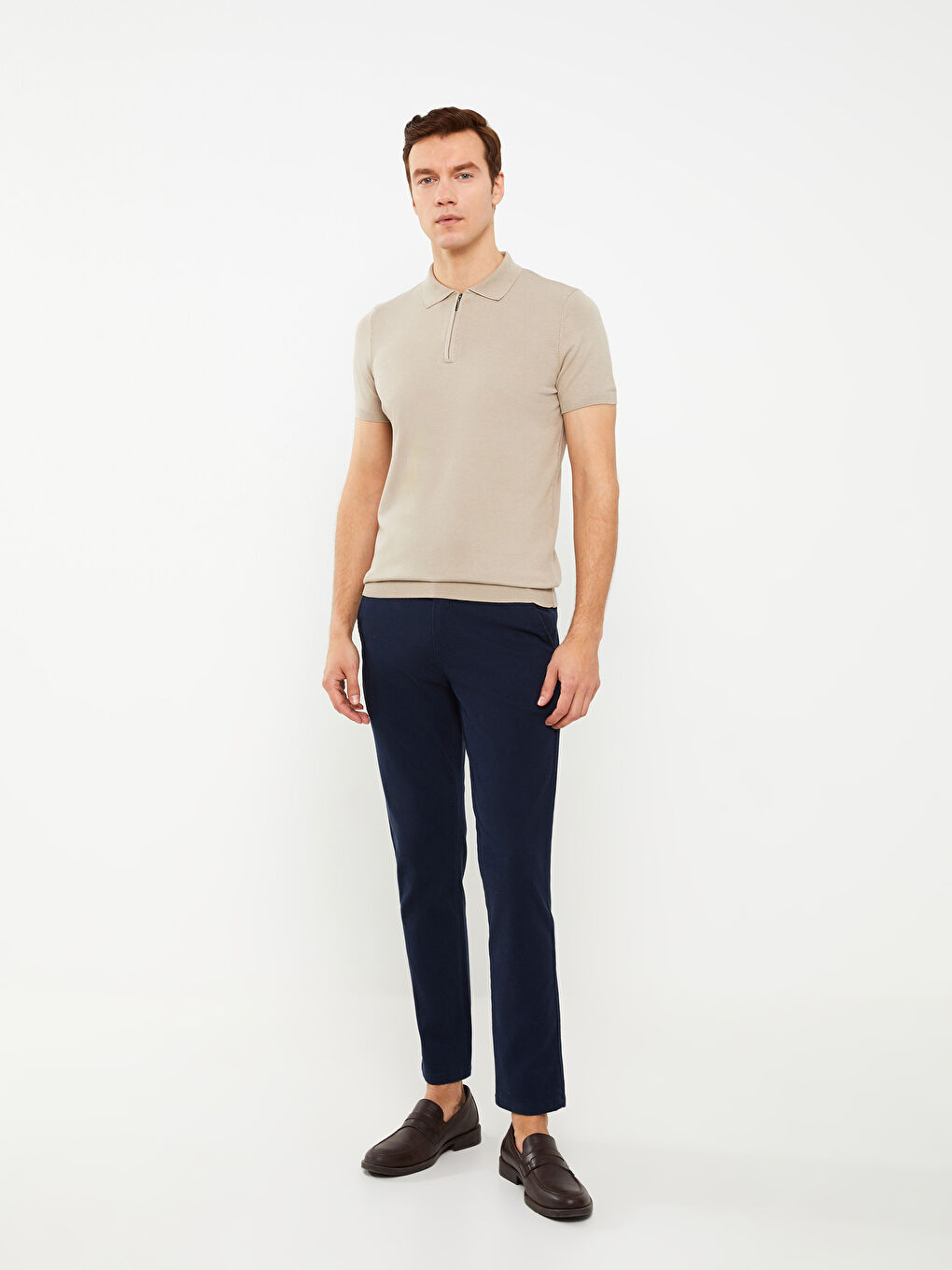 Polo Neck Short Sleeve Men's Knitwear Sweater-2