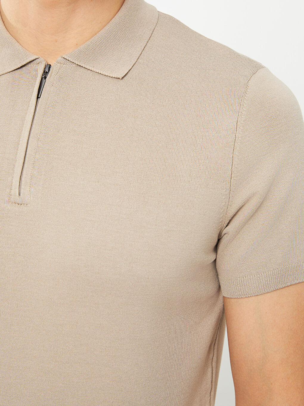 Polo Neck Short Sleeve Men's Knitwear Sweater-3