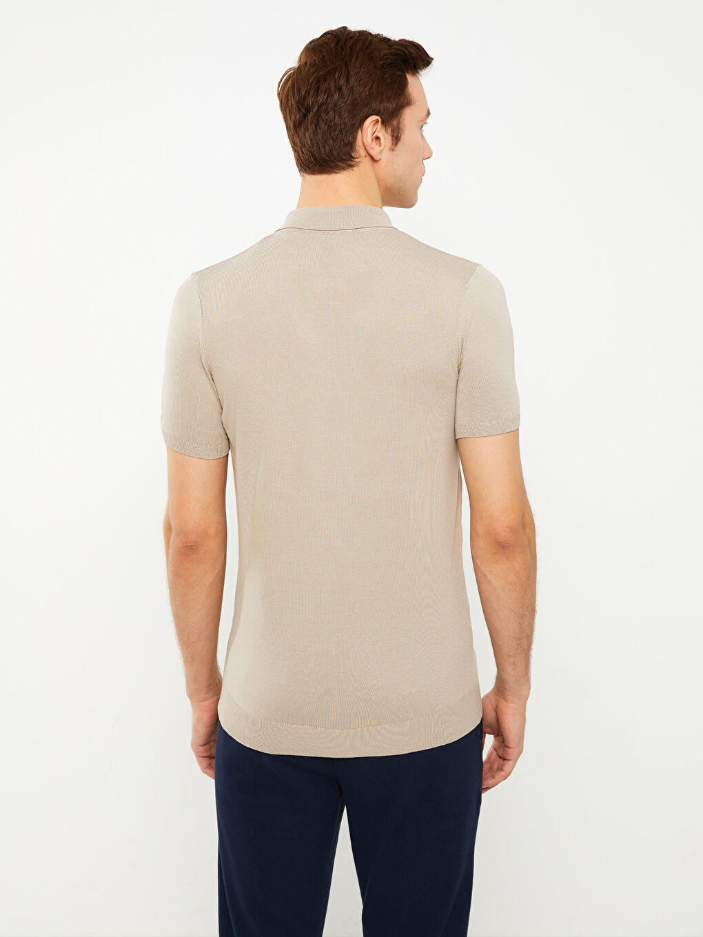 Polo Neck Short Sleeve Men's Knitwear Sweater-4