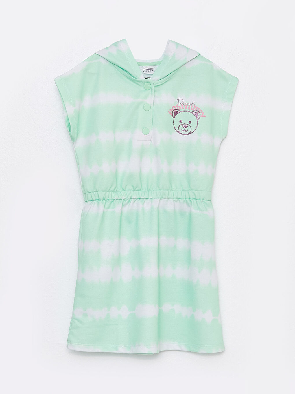 Rochie Fetiță Cu Glugă Imprimată Mânecă Scurtă