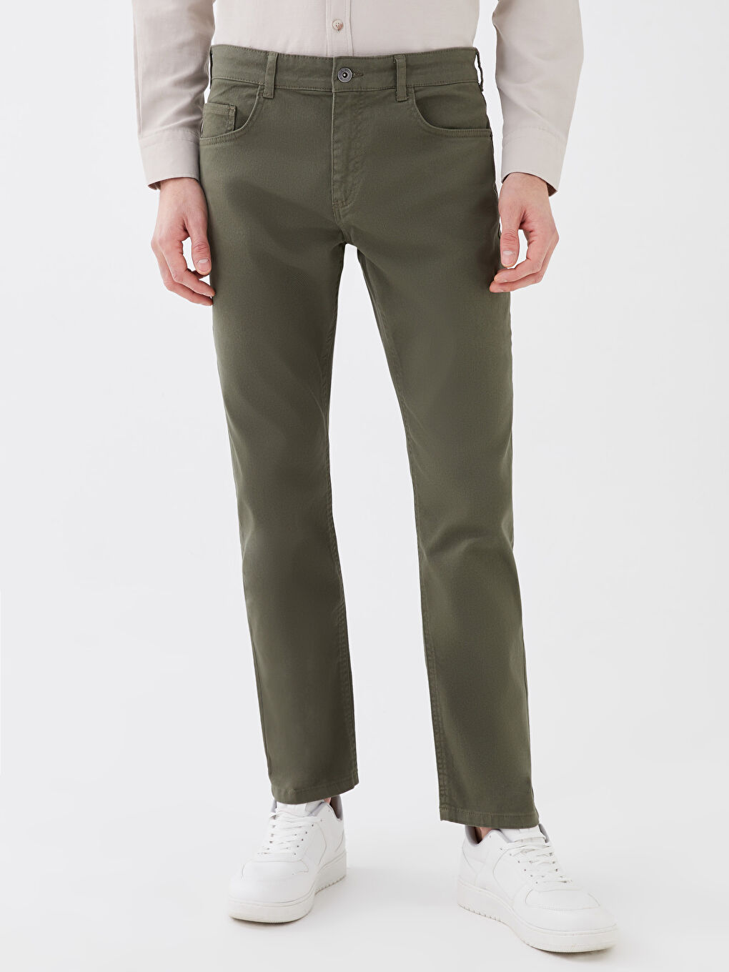 Haki Standart Kalıp Erkek Chino Pantolon-2