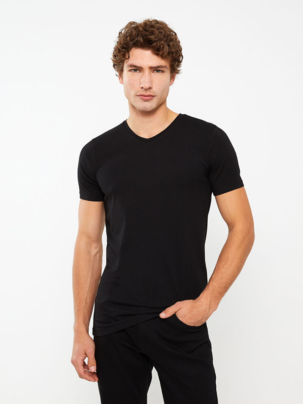 V-Neck Short Sleeve Jersey Men's T-Shirt