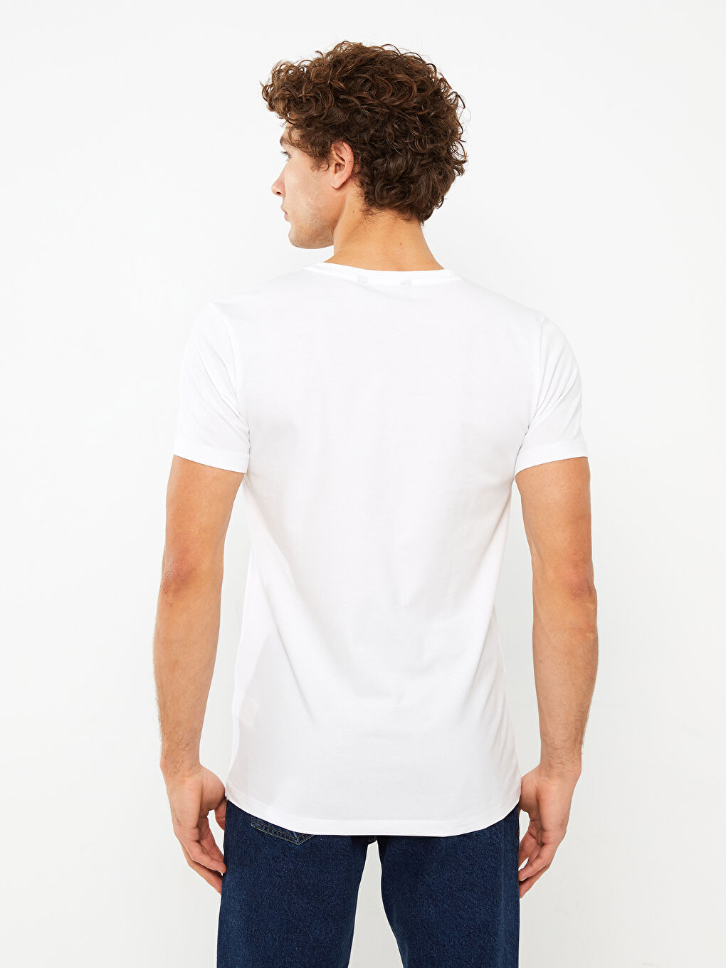 تي شيرت ياقة على شكل حرف V كم قصير جيرسي للرجال-4