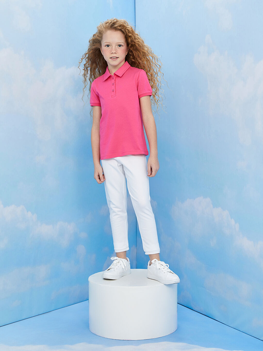 LCW Kids Polo Neck Basic Short Sleeve Girls' T-Shirt -S30803Z4-GSY