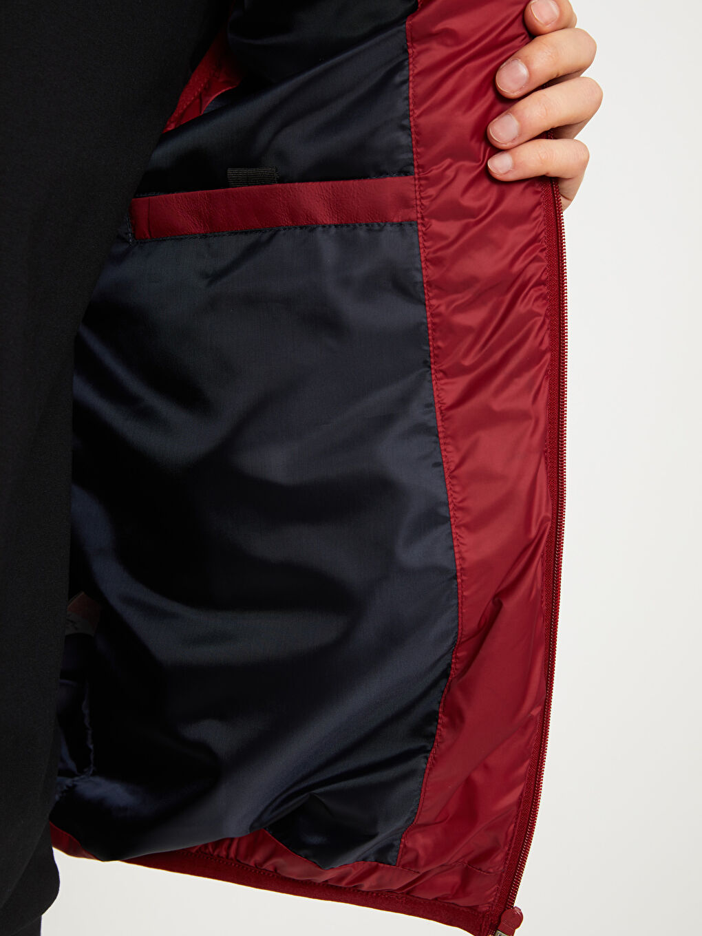 Kırmızı Standart Kalıp Dik Yaka Erkek Şişme Yelek-3