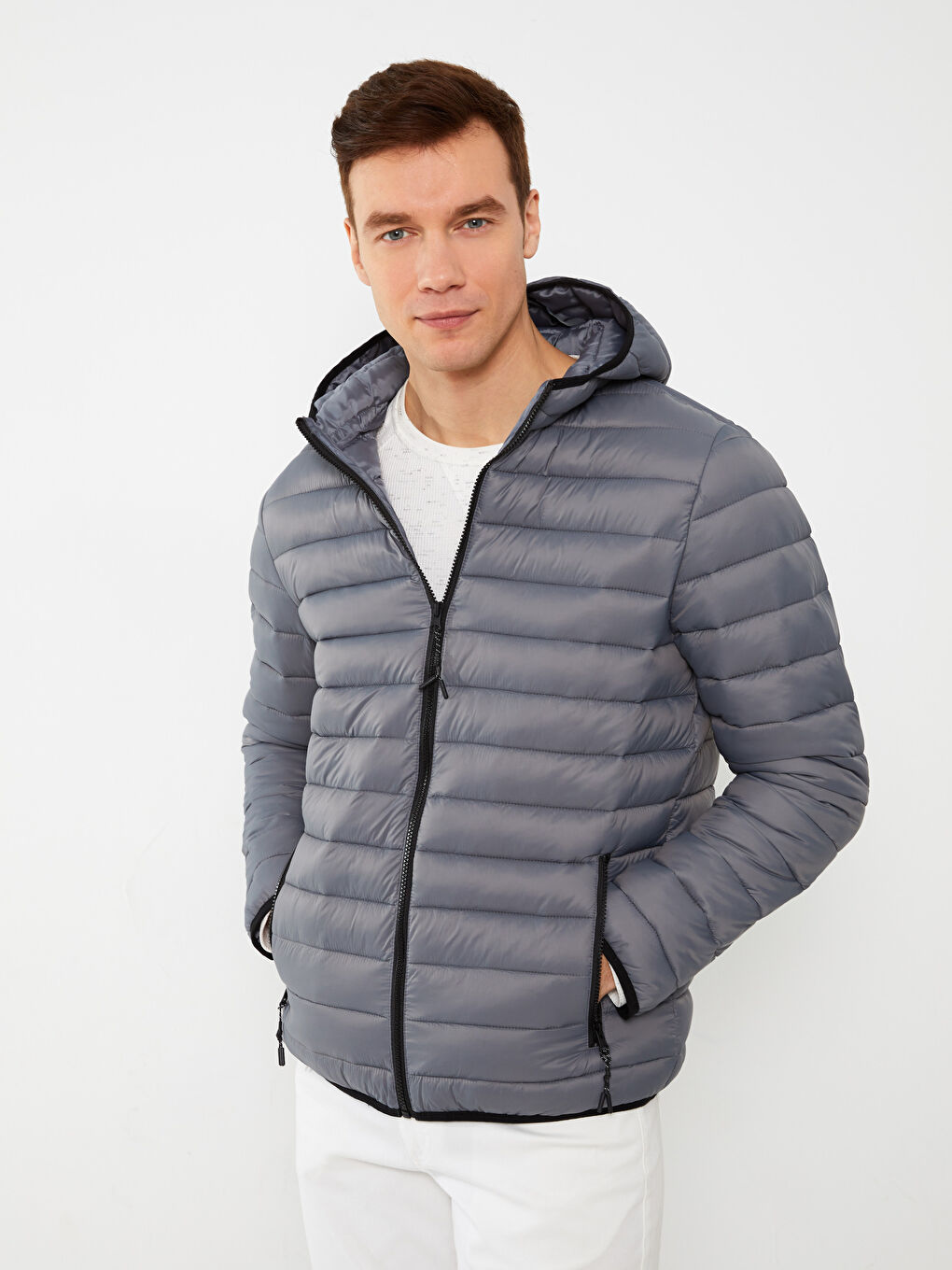 LCWAIKIKI Classic Standard Fit Hooded Men's Puffer Coat -S30826Z8-GYS
