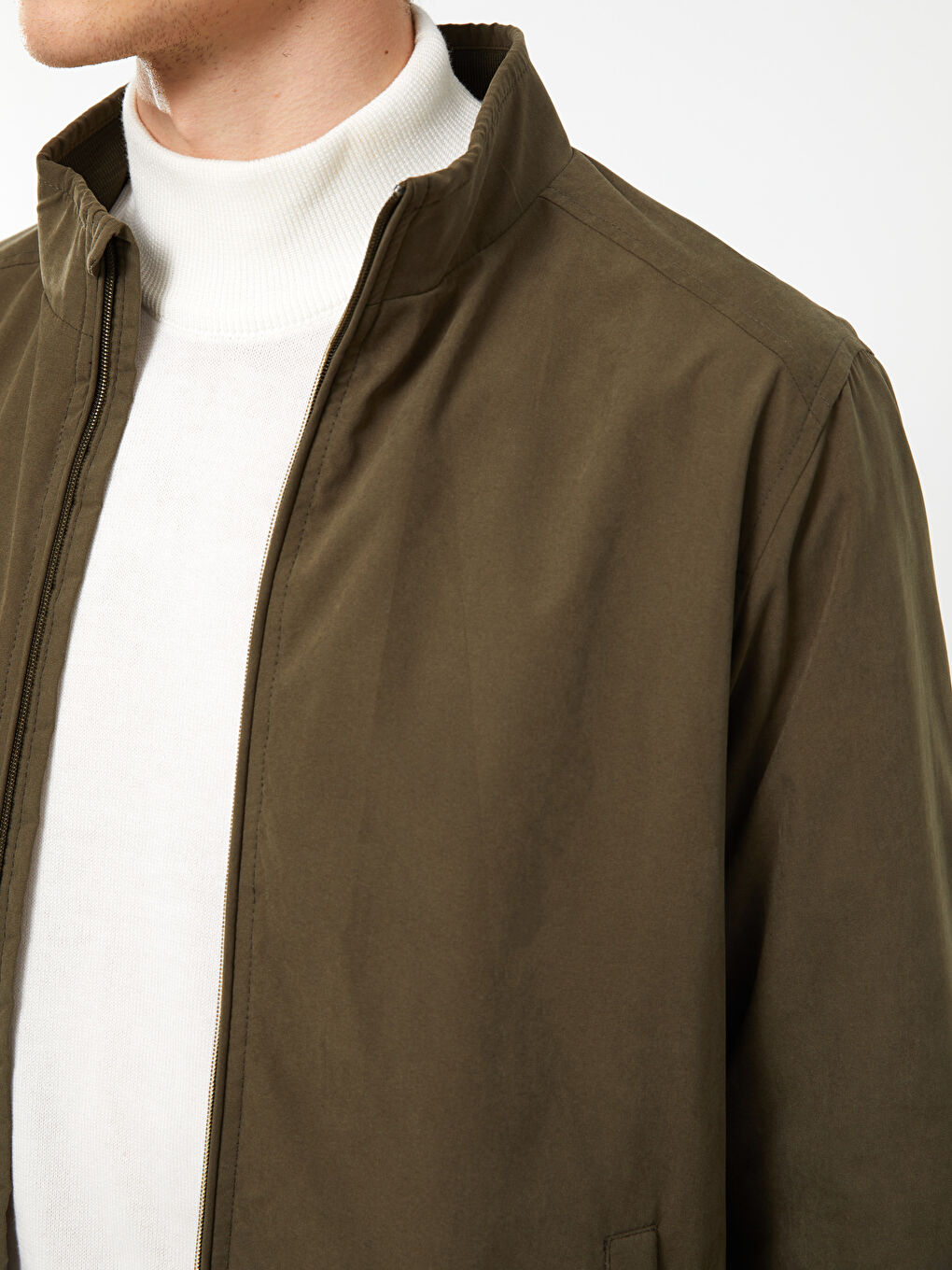 Мужское стандартное пальто с воротником-трубой-2