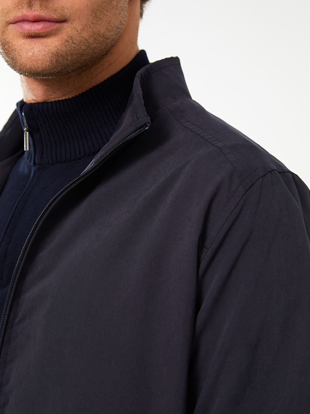 Standard Fit Funnel Neck Men's Coat-2