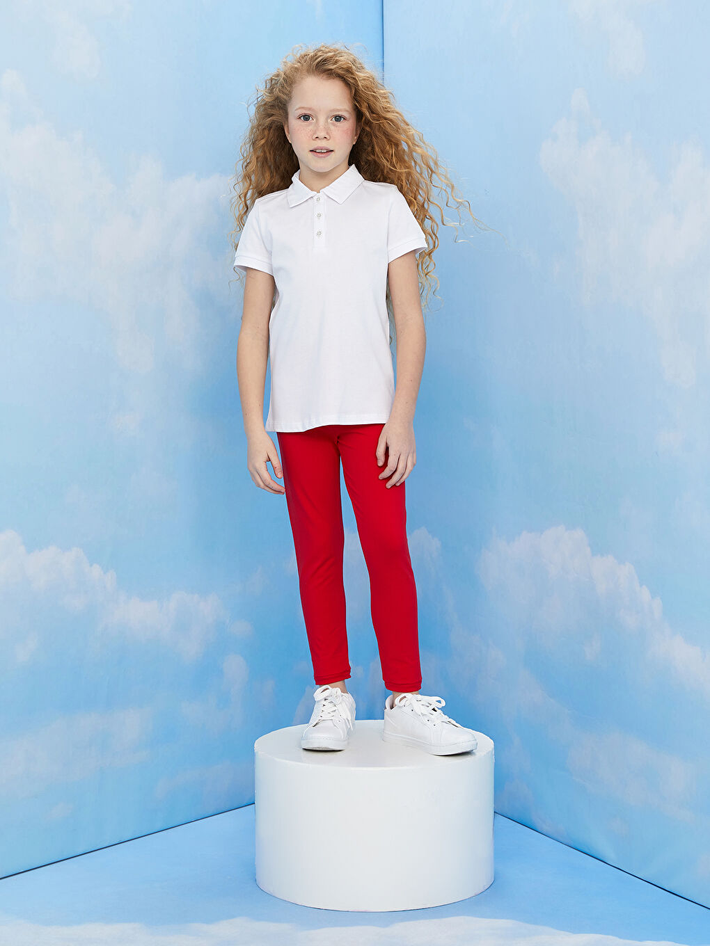 Leggings longs en coton basique à taille élastique pour fille
