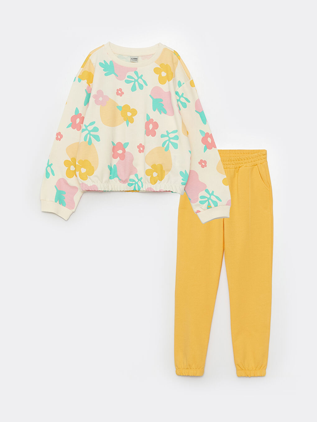 Crew Neck Patterned Long Sleeve Girl's Sweatshirt and Sweatpants -S30849Z4-LRA