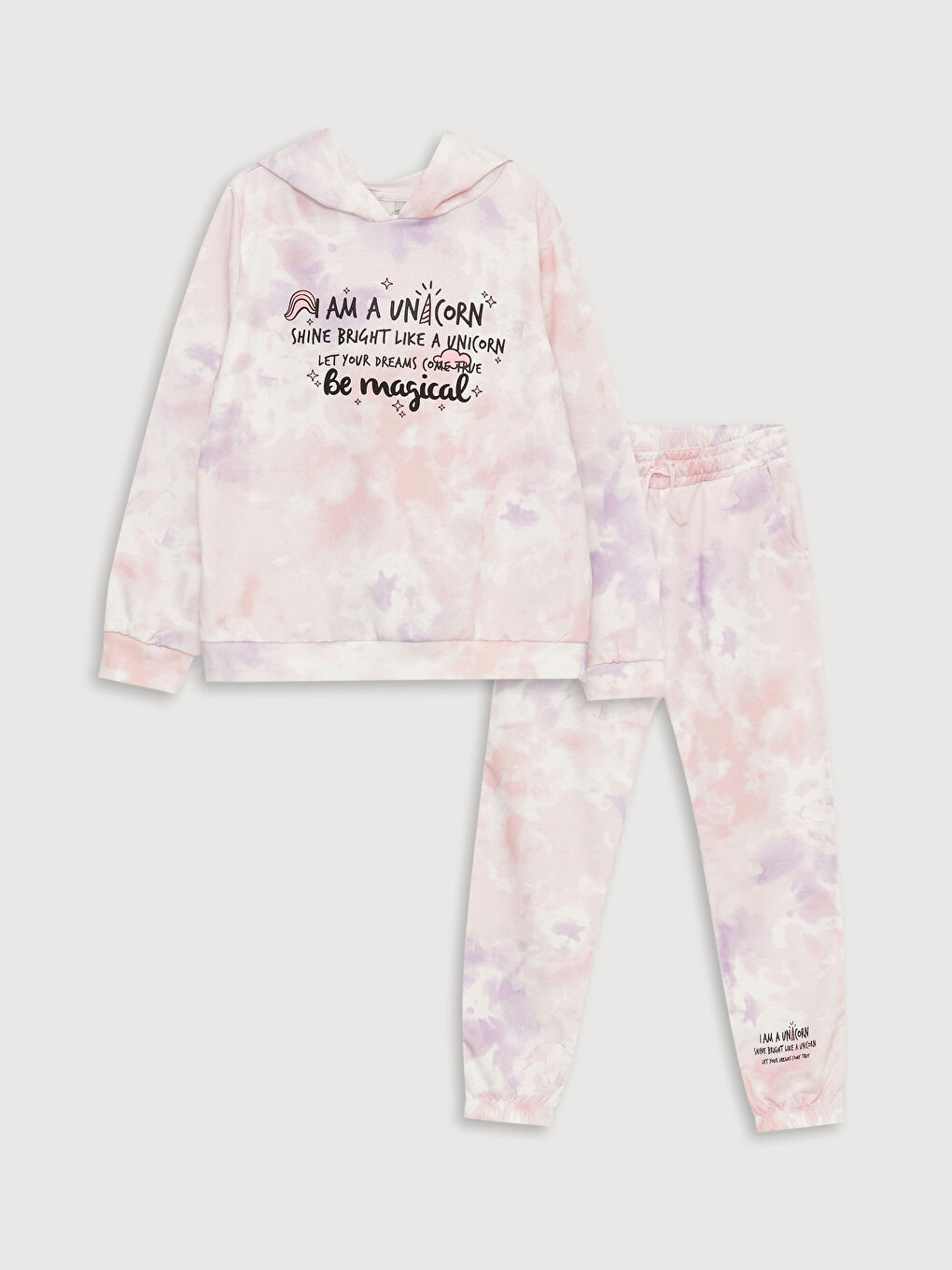 Sweat-Shirt à Capuche Imprimé à Manches Longues et Pantalon de Survêtement Fille-3