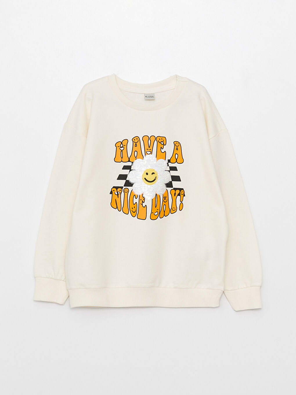 Crew Neck Printed Long Sleeve Girls' Sweatshirt and Tights-1