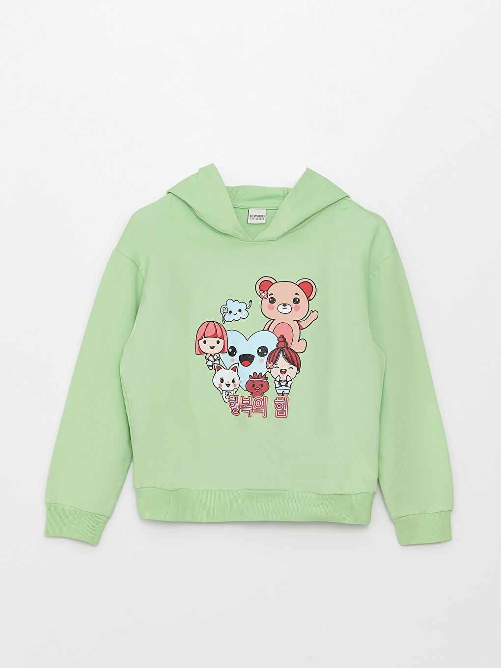 Hooded Printed Long Sleeve Girl Sweatshirt and Sweatpants-1