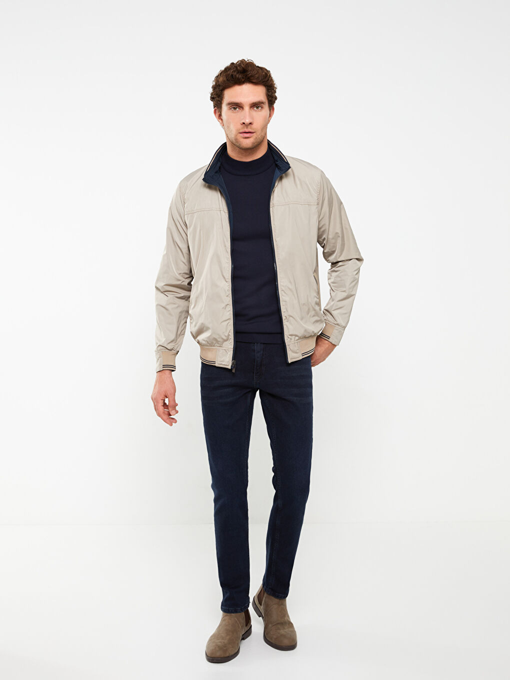 Standard Fit Funnel Neck Men's Coat -S30857Z8-K2N